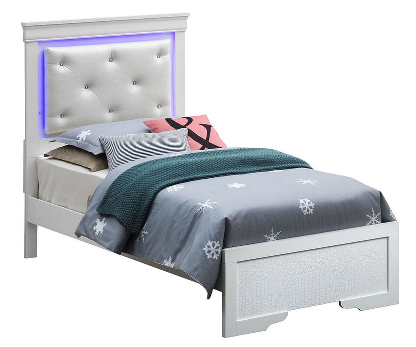 Nora White LED Panel Bedroom Set