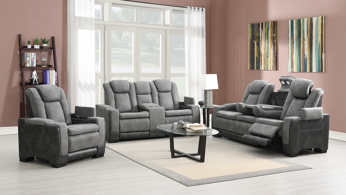 EXCLUSIVE] Next-Arcadia Gray Power Reclining Living Room Set