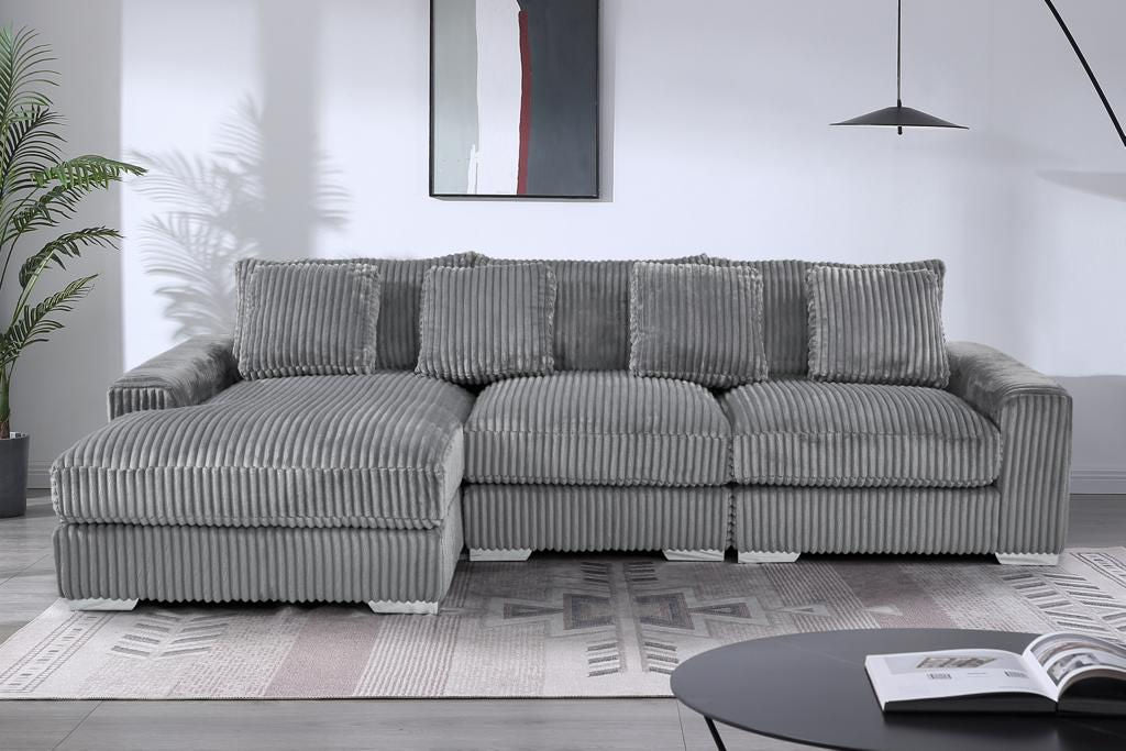 London Gray 3 Piece LAF Sectional With Chaise