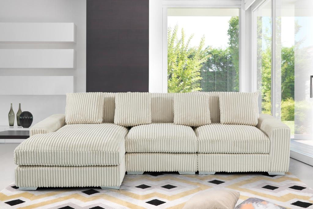 London Cream 3 Piece Sectional With Chaise