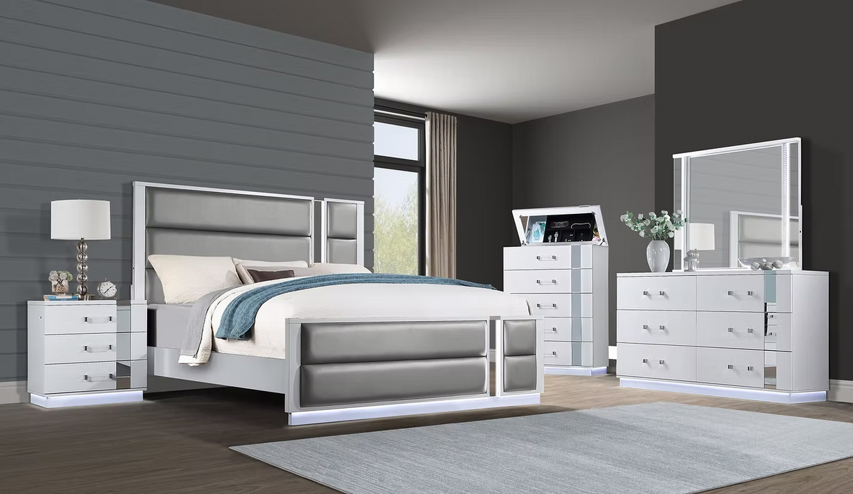 Halley White & Gray Bedroom Set