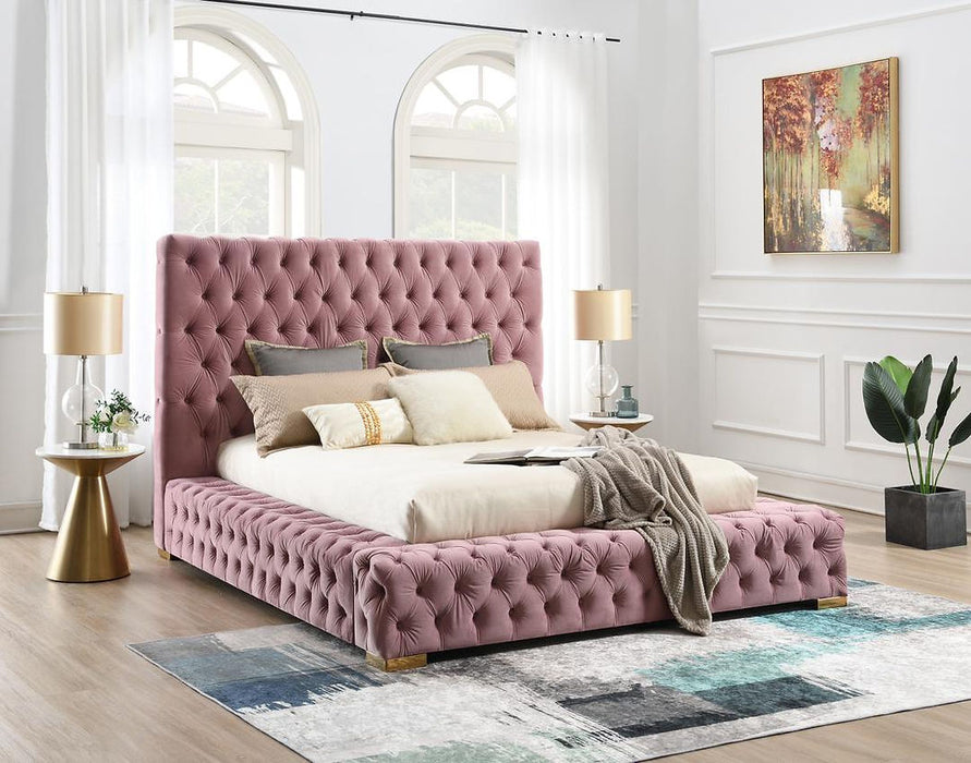 Bizzaro Pink Velvet King Platform Bed