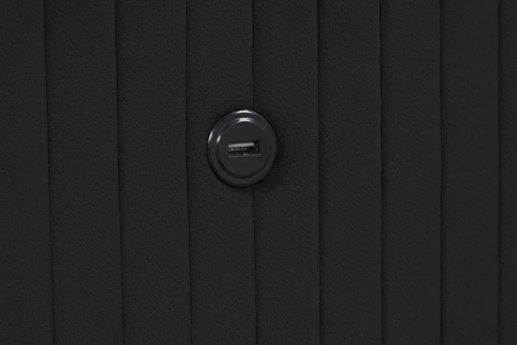 Embery Cream & Gold Fireplace King Upholstered Bed