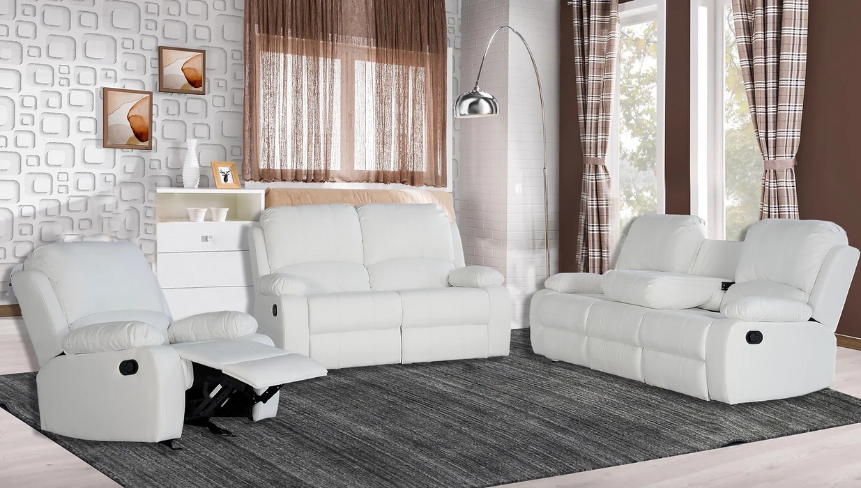 Wesley Chapel White Reclining Living Room Set
