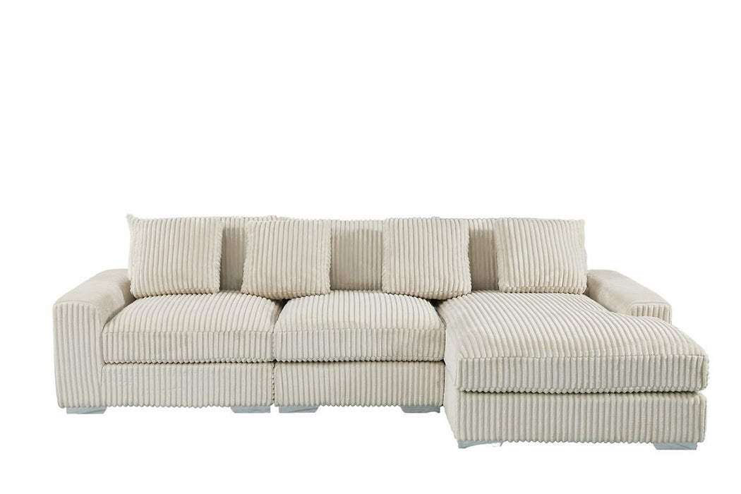 London Cream 3 Piece RAF Sectional With Chaise