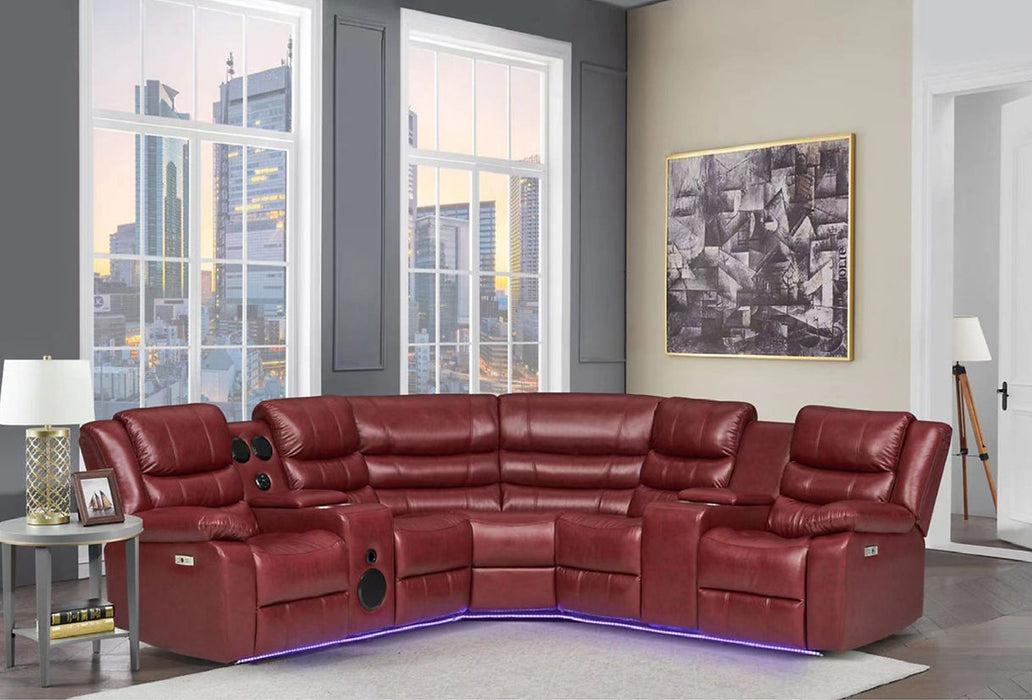 Bronx Red 3 Piece Power Recliner Sectional