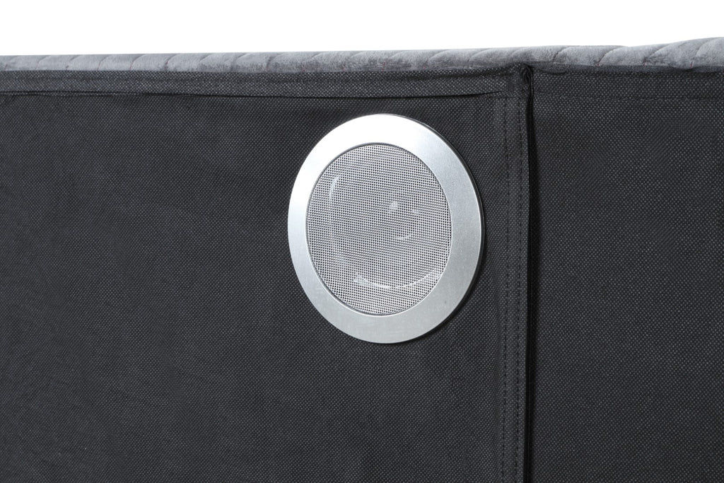 Embery Black & Gold Fireplace Queen Upholstered Bed