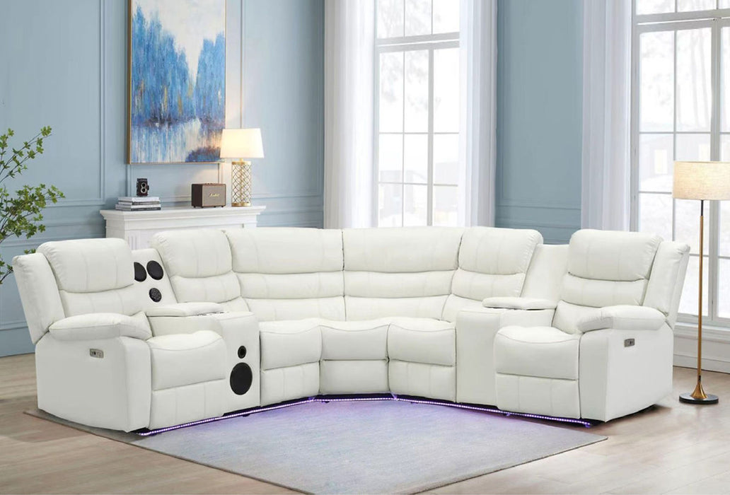 Bronx White 3 Piece Power Recliner Sectional