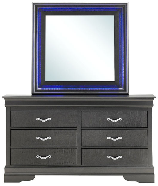 Nora Gray LED Panel Bedroom Set