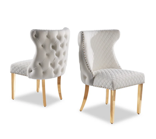 Stitch Gray & Gold Dining Chair (Set Of 2)