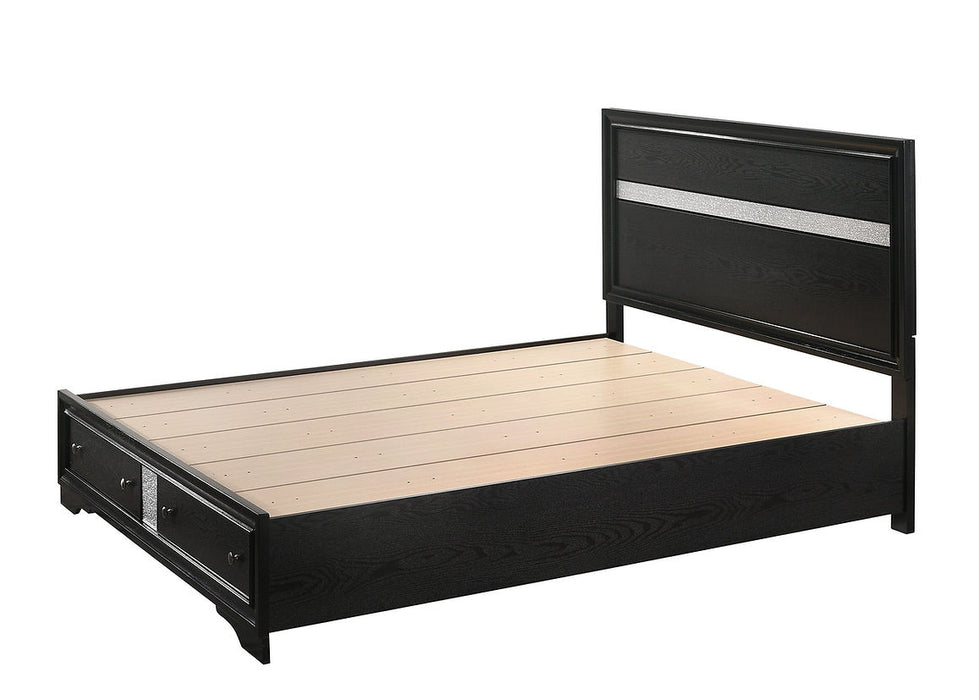 Lubna Black Silver Storage Platform Bedroom Set
