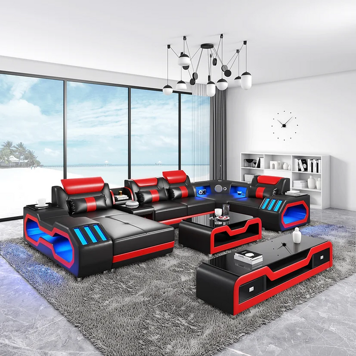 [EXCLUSIVE] Nevada Black & Red 8 Piece Sectional