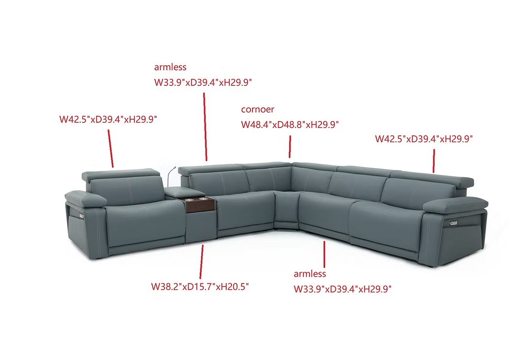 Phoenix Teal 6 Piece Power Sectional