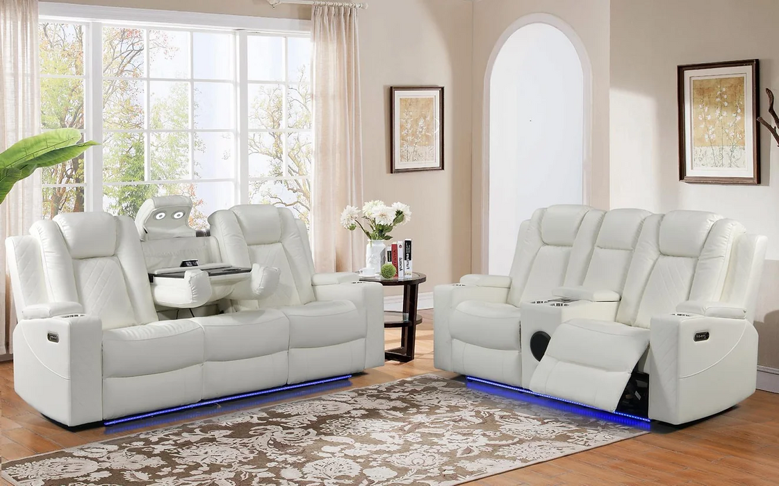 Dearborn White Power Reclining Living Room Set