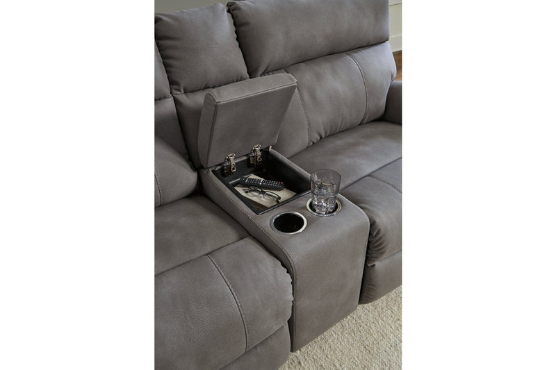 Next-Gen DuraPella Slate 3-Piece Power Reclining Sectional Loveseat with Console -  Ashley - Lara Furniture