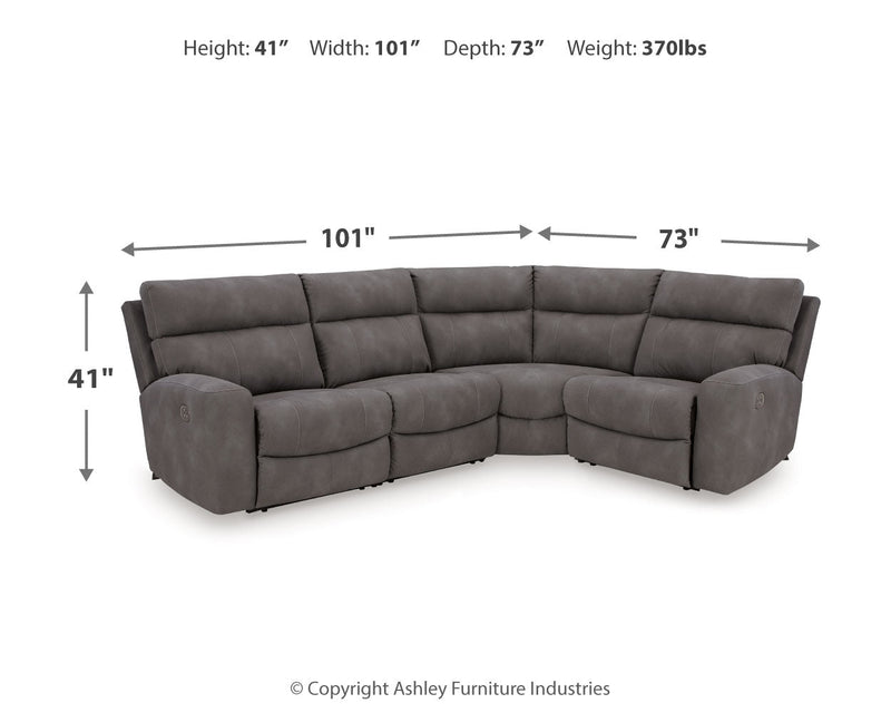 Next-Gen Durapella Slate 4-Piece Power Reclining Sectional from Ashley - Lara Furniture