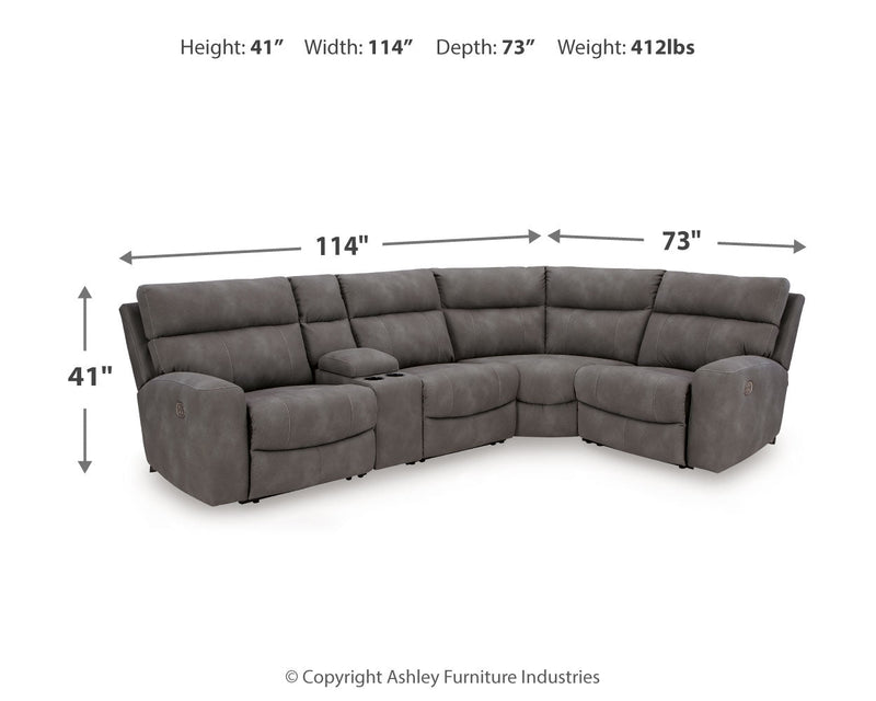 Next-Gen Durapella Slate 5-Piece Power Reclining Sectional from Ashley - Lara Furniture