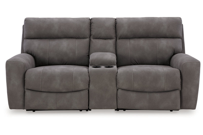 Next-Gen DuraPella Slate 3-Piece Power Reclining Sectional Loveseat with Console -  Ashley - Lara Furniture
