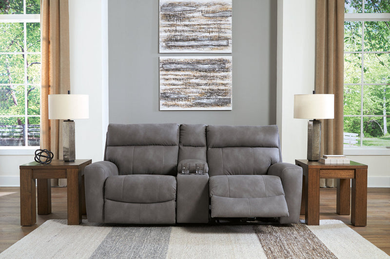 Next-Gen DuraPella Slate 3-Piece Power Reclining Sectional Loveseat with Console -  Ashley - Lara Furniture