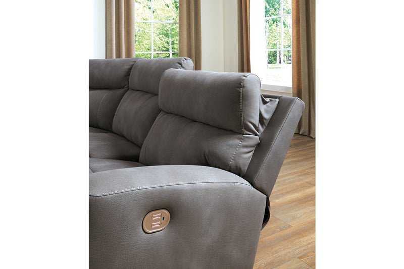 Next-Gen DuraPella Slate 2-Piece Power Reclining Sectional Loveseat -  Ashley - Lara Furniture