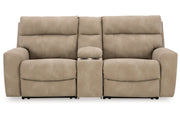 Next-Gen DuraPella Sand 3-Piece Power Reclining Sectional Loveseat with Console -  Ashley - Lara Furniture
