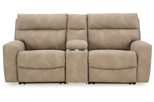 Next-Gen DuraPella Sand 3-Piece Power Reclining Sectional Loveseat with Console -  Ashley - Lara Furniture