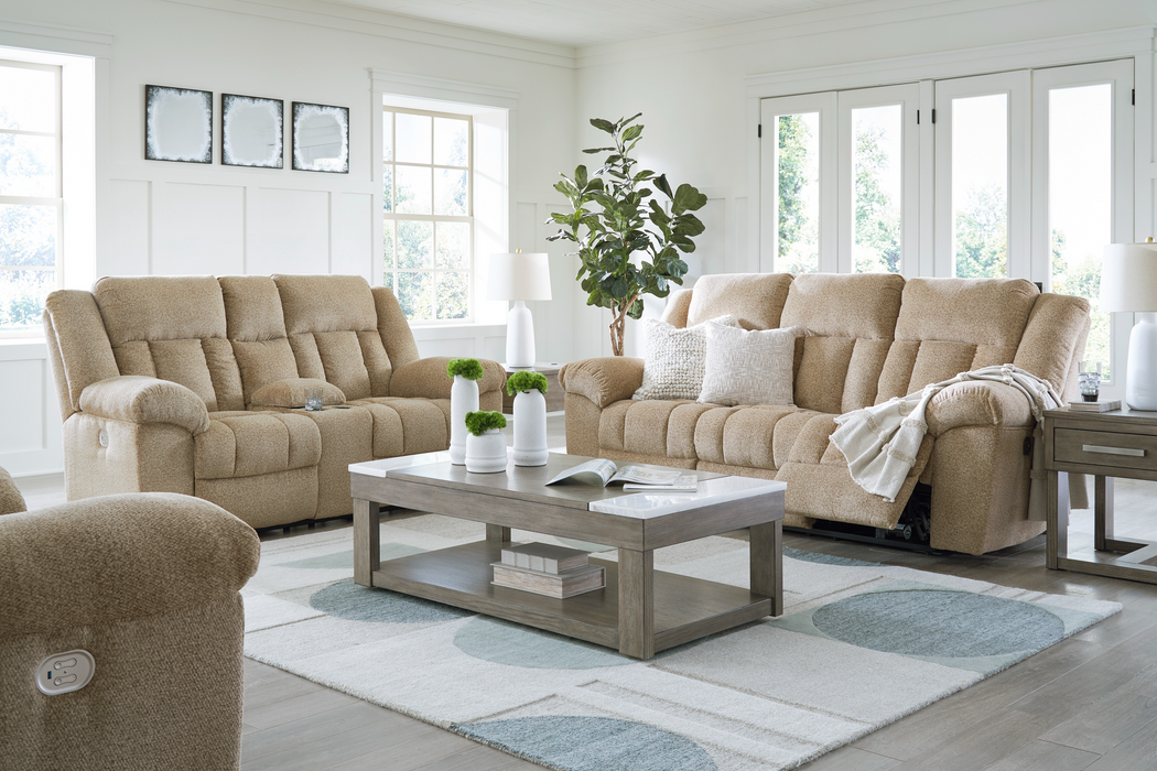 Tip-Off Traditional Wheat Power Reclining Living Room Set