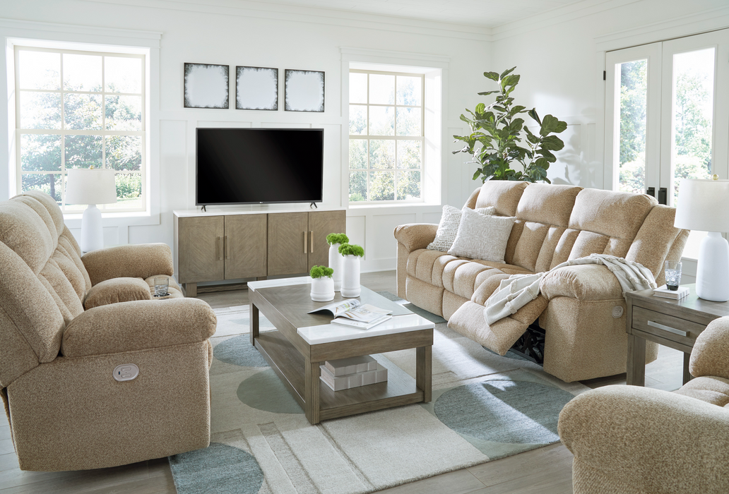 Tip-Off Traditional Wheat Power Reclining Living Room Set