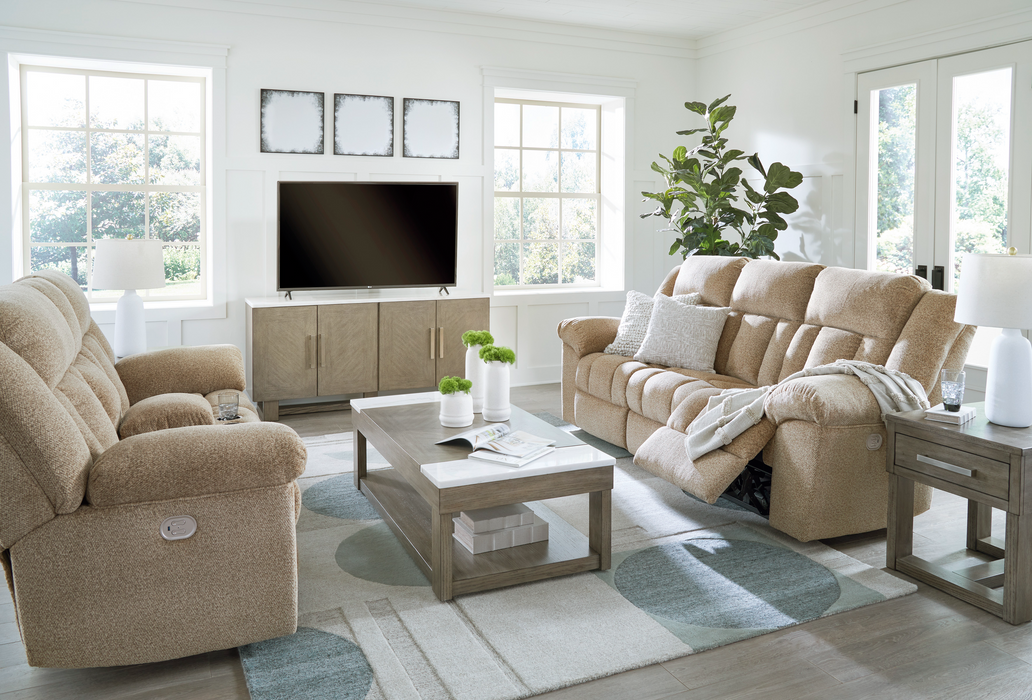 Tip-Off Traditional Wheat Power Reclining Living Room Set
