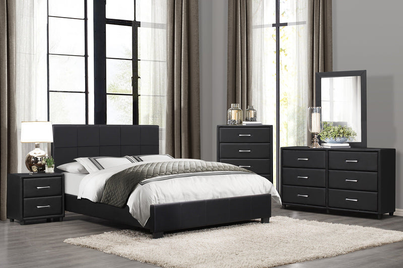 Lorenzi Black Upholstered Platform Bedroom Set - Lara FurnitureBedroom Set
