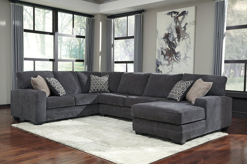 Tracling Slate 3-Piece Sectional with Ottoman -  Ashley - Lara Furniture