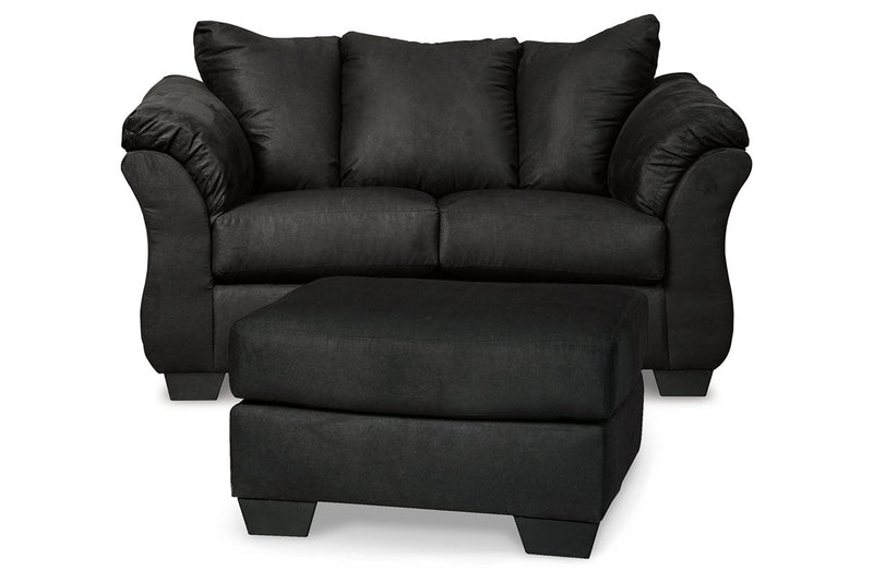 Darcy Black Loveseat and Ottoman -  Ashley - Lara Furniture