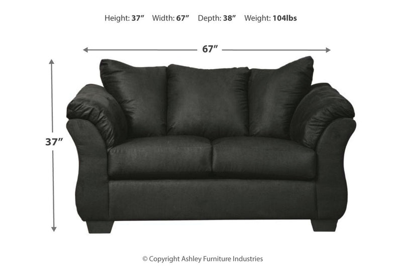 Darcy Black Loveseat and Ottoman -  Ashley - Lara Furniture