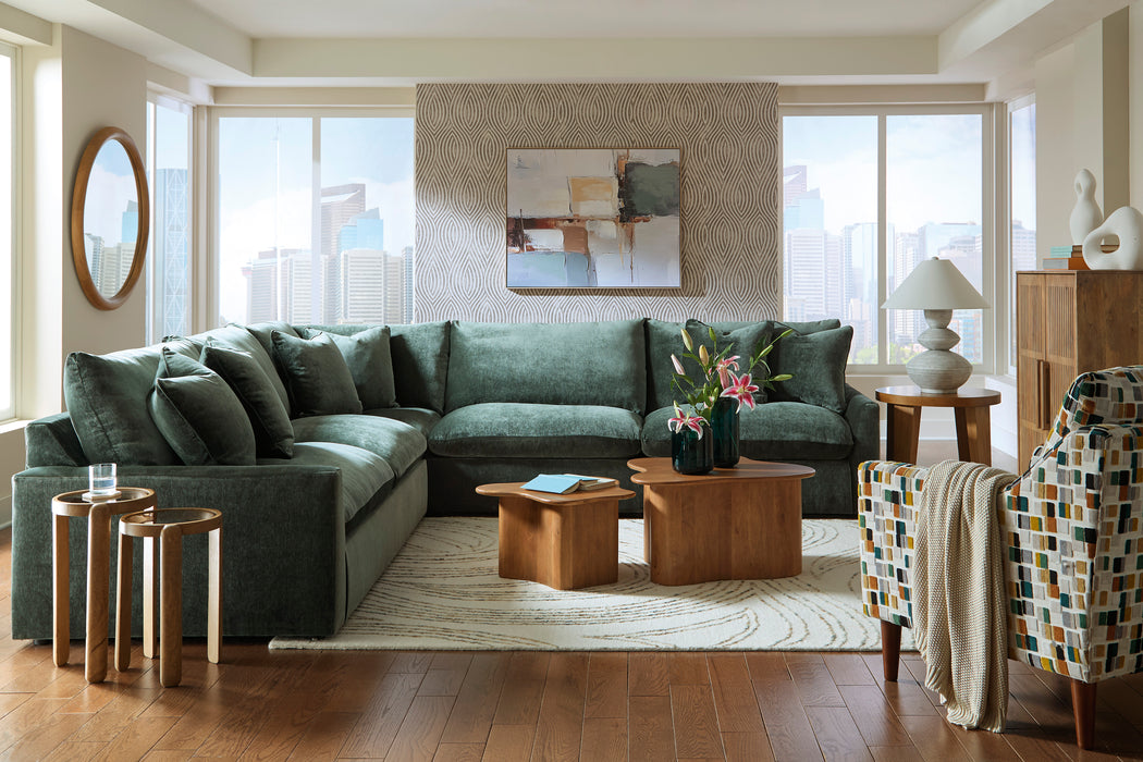 Carriage View 3-Piece Jade Sectional