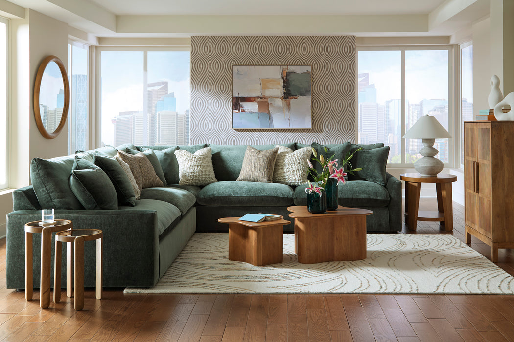 Carriage View 3-Piece Jade Sectional