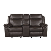 8206BRW-2 Double Glider Reclining Love Seat with Center Console, Receptacles and USB Ports - 8206BRW-2