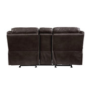 8206BRW-2 Double Glider Reclining Love Seat with Center Console, Receptacles and USB Ports - 8206BRW-2