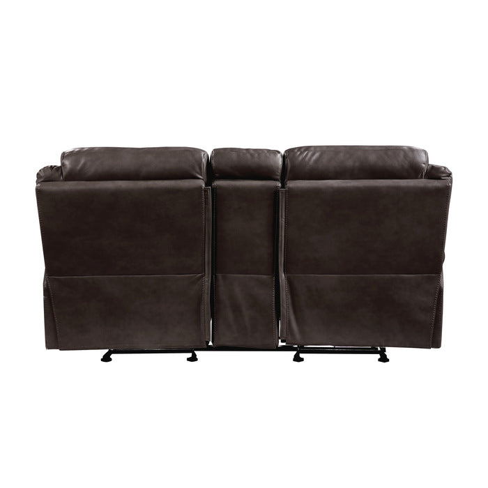 8206BRW-2 Double Glider Reclining Love Seat with Center Console, Receptacles and USB Ports - 8206BRW-2