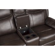 8206BRW-2 Double Glider Reclining Love Seat with Center Console, Receptacles and USB Ports - 8206BRW-2