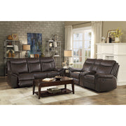 8206BRW-2 Double Glider Reclining Love Seat with Center Console, Receptacles and USB Ports - 8206BRW-2