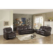 8206BRW-2 Double Glider Reclining Love Seat with Center Console, Receptacles and USB Ports - 8206BRW-2