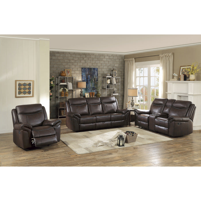 8206BRW-2 Double Glider Reclining Love Seat with Center Console, Receptacles and USB Ports - 8206BRW-2