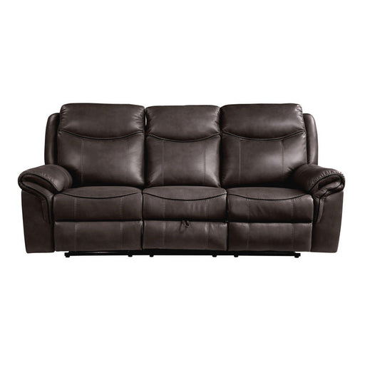 8206BRW-3 Double Reclining Sofa with Center Drop-Down Cup Holders, Receptacles, Hidden Drawer and USB Ports - 8206BRW-3