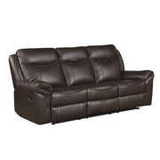 8206BRW-3 Double Reclining Sofa with Center Drop-Down Cup Holders, Receptacles, Hidden Drawer and USB Ports - 8206BRW-3
