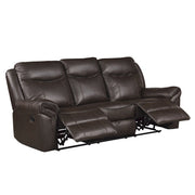 8206BRW-3 Double Reclining Sofa with Center Drop-Down Cup Holders, Receptacles, Hidden Drawer and USB Ports - 8206BRW-3