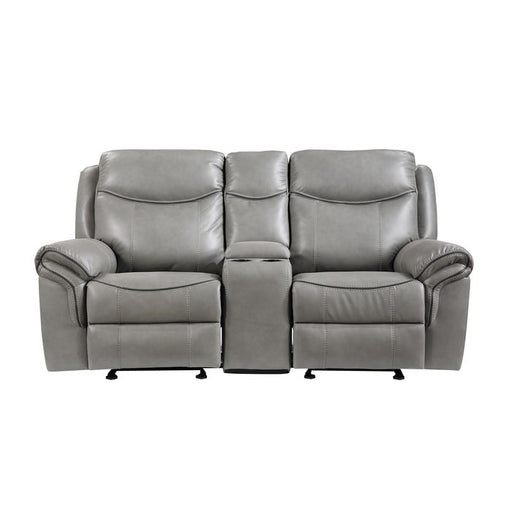 8206GRY-2 Double Glider Reclining Love Seat with Center Console, Receptacles and USB Ports - 8206GRY-2