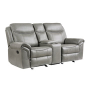 8206GRY-2 Double Glider Reclining Love Seat with Center Console, Receptacles and USB Ports - 8206GRY-2