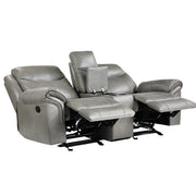 8206GRY-2 Double Glider Reclining Love Seat with Center Console, Receptacles and USB Ports - 8206GRY-2