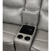 8206GRY-2 Double Glider Reclining Love Seat with Center Console, Receptacles and USB Ports - 8206GRY-2