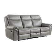 8206GRY-3 Double Reclining Sofa with Center Drop-Down Cup Holders, Receptacles, Hidden Drawer and USB Ports - 8206GRY-3